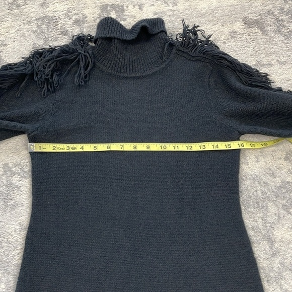 NWT Milly Rowe Fringe Sleeve Sweater Dress Mini Bodycon Turtleneck Sz P - Picture 12 of 14